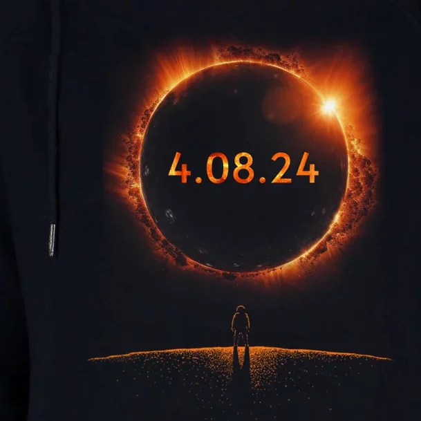 Funny Total Solar Eclipse 4.08.24 Womens Funnel Neck Pullover Hood