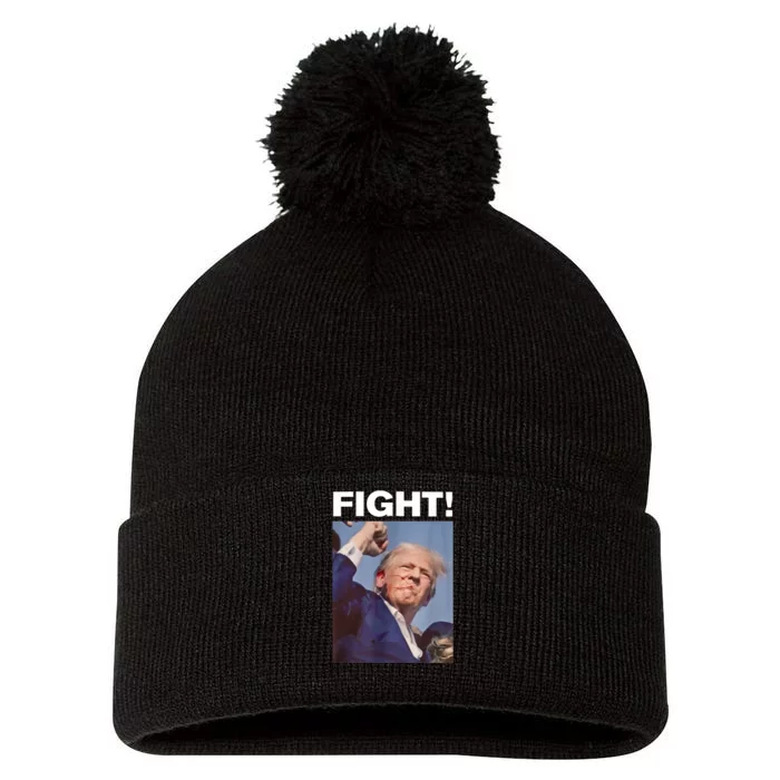 Fight! Trump Shot Trump Rally Gift Pom Pom 12in Knit Beanie