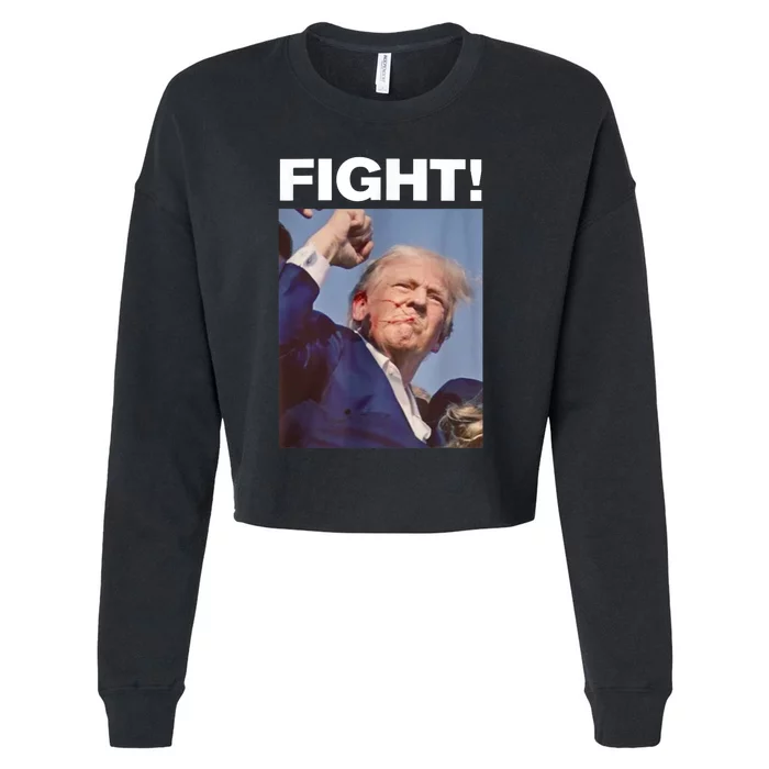 Fight! Trump Shot Trump Rally Gift Cropped Pullover Crew