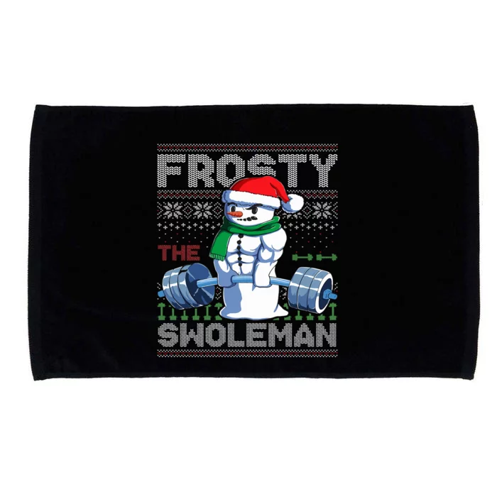 Frosty The Swoleman Ugly Christmas Sweater Funny Snowman Gym Microfiber Hand Towel