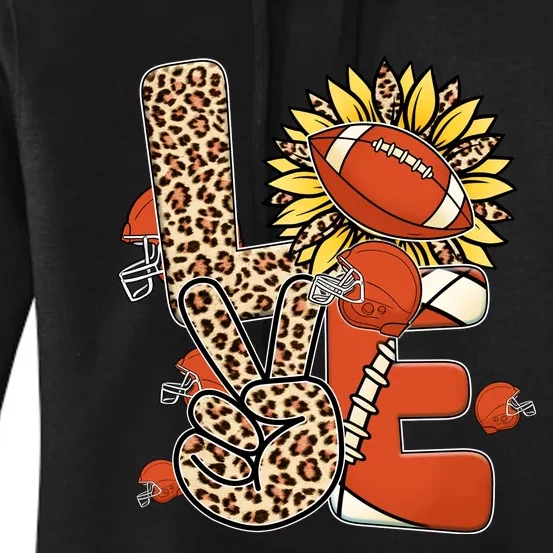 Football T Shirts, Love Football Leopard Sunflower Sports Ball Valentine Plus Women's Pullover Hoodie