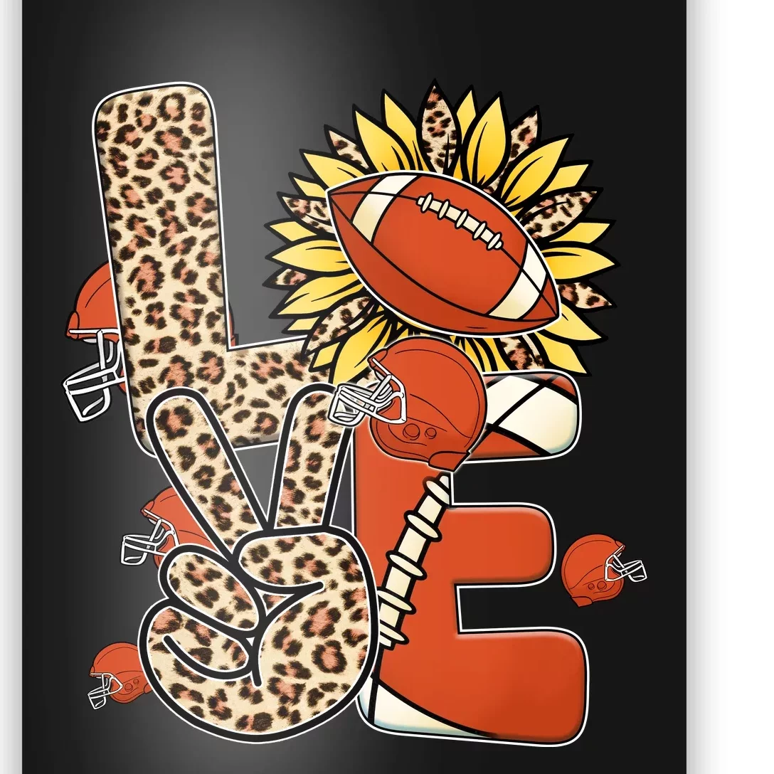 Football T Shirts, Love Football Leopard Sunflower Sports Ball Valentine Plus Poster