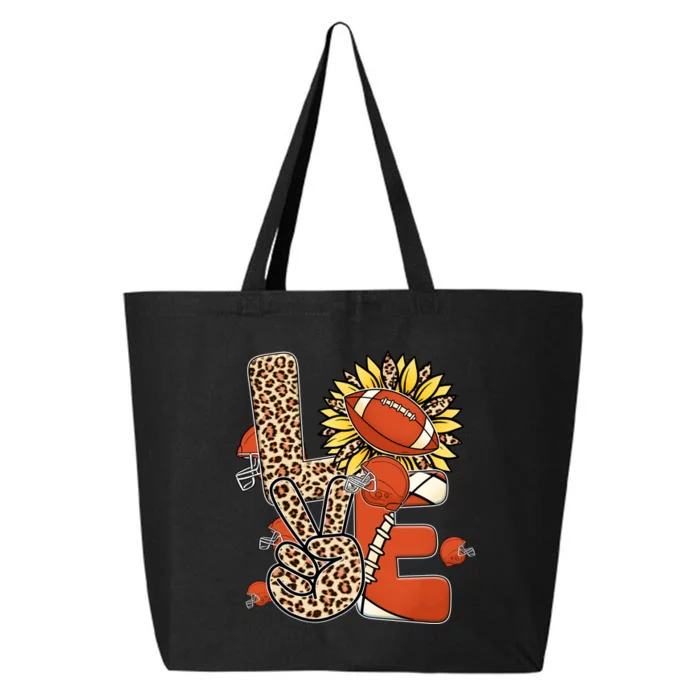 Football T Shirts, Love Football Leopard Sunflower Sports Ball Valentine Plus 25L Jumbo Tote