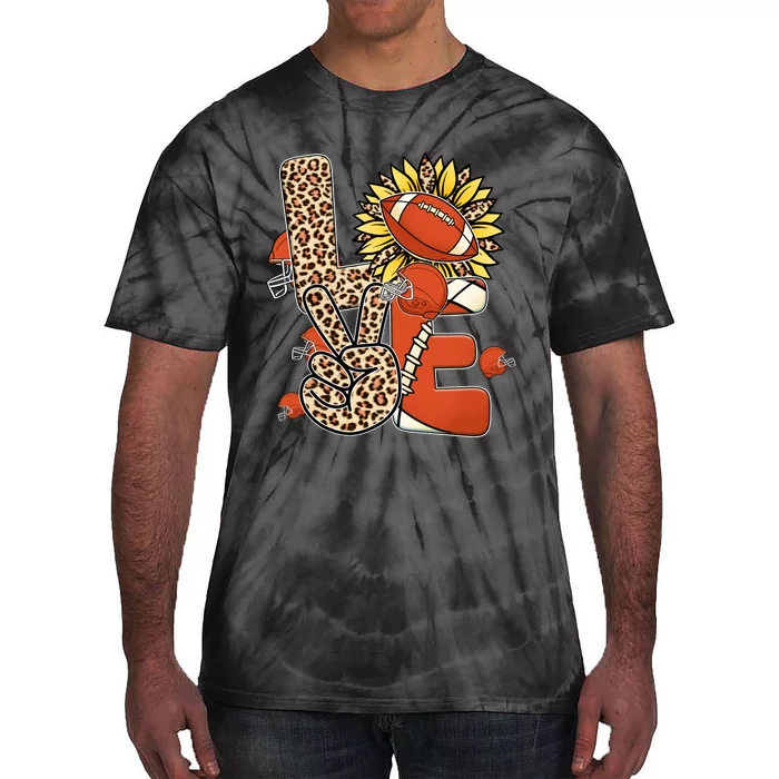 Football T Shirts, Love Football Leopard Sunflower Sports Ball Valentine Plus Tie-Dye T-Shirt