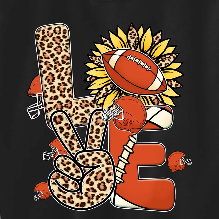 Football T Shirts, Love Football Leopard Sunflower Sports Ball Valentine Plus Kids Sweatshirt