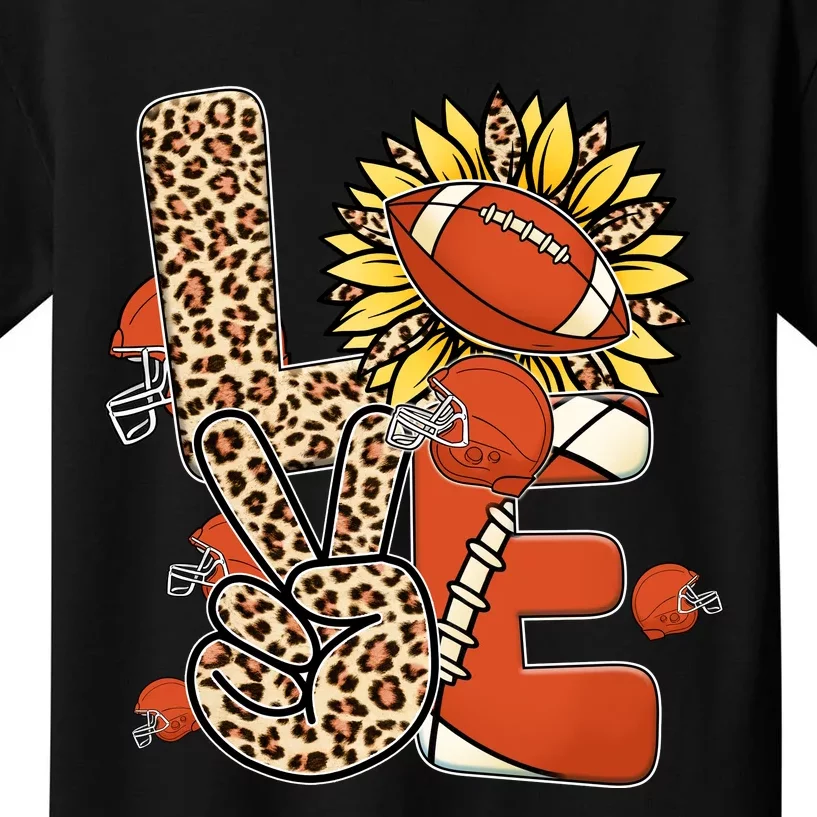 Football T Shirts, Love Football Leopard Sunflower Sports Ball Valentine Plus Kids T-Shirt