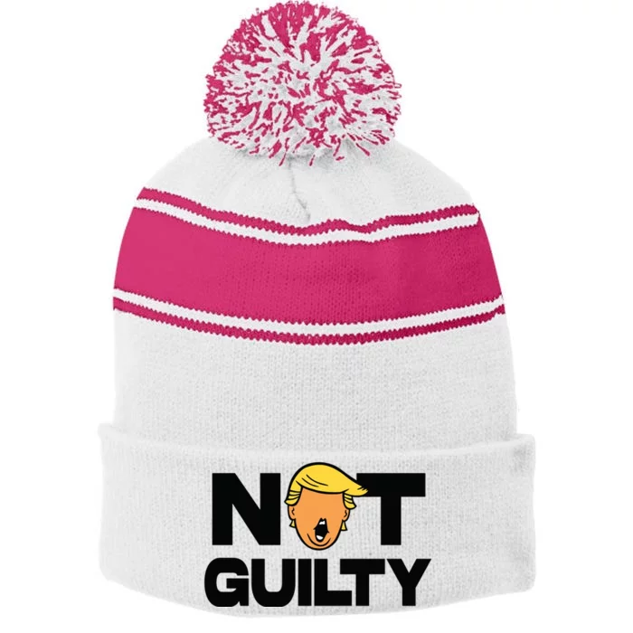 Free Trump Support Trump Trump Not Guilty Stripe Pom Pom Beanie