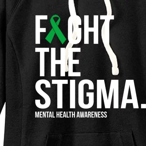 Fight The Stigma Green Ribbon Tal Health Gift Women's Fleece Hoodie