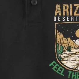 Feel The Sunset Desert Vibes Arizona Saguaro Cactus Lover Dry Zone Grid Performance Polo