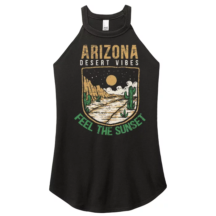 Feel The Sunset Desert Vibes Arizona Saguaro Cactus Lover Women’s Perfect Tri Rocker Tank