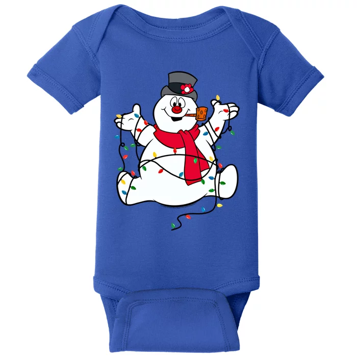 Frosty The Snow Christmas Lights Portrait Meaningful Gift Baby Bodysuit