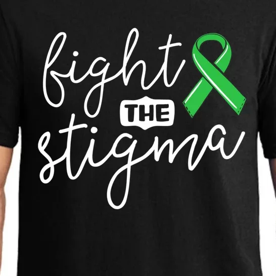 Fight The Stigma Tal Health Awareness Great Gift Green Ribbon Cute Gift Pajama Set