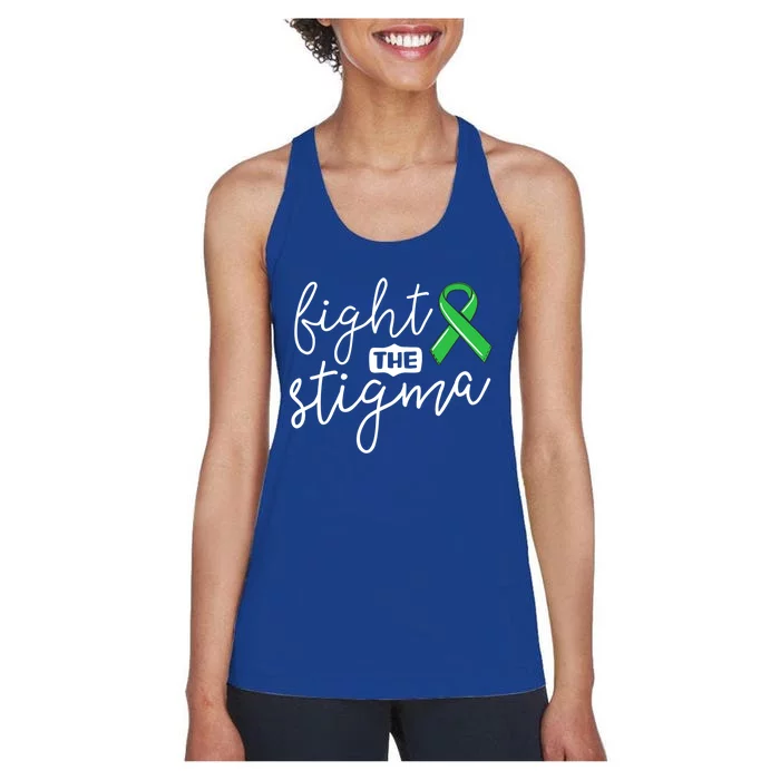 Fight The Stigma Tal Health Awareness Great Gift Green Ribbon Cute Gift Women's Racerback Tank