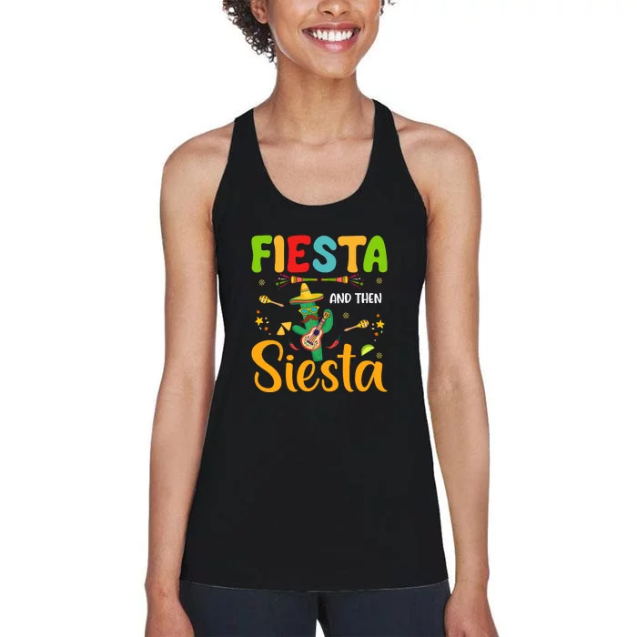 Fiesta Til Siesta Funny Mexican Heritage Cinco De Mayo Funny Cactus Women's Racerback Tank