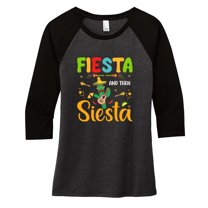 Fiesta Til Siesta Funny Mexican Heritage Cinco De Mayo Funny Cactus Women's Tri-Blend 3/4-Sleeve Raglan Shirt