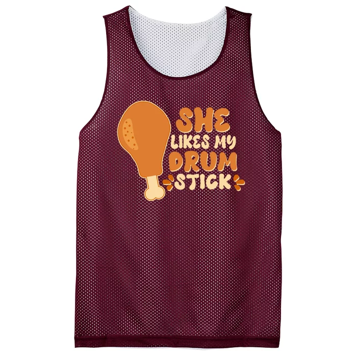 Funny Thanksgiving She Likes My Drum Stick Mesh Reversible Basketball Jersey Tank