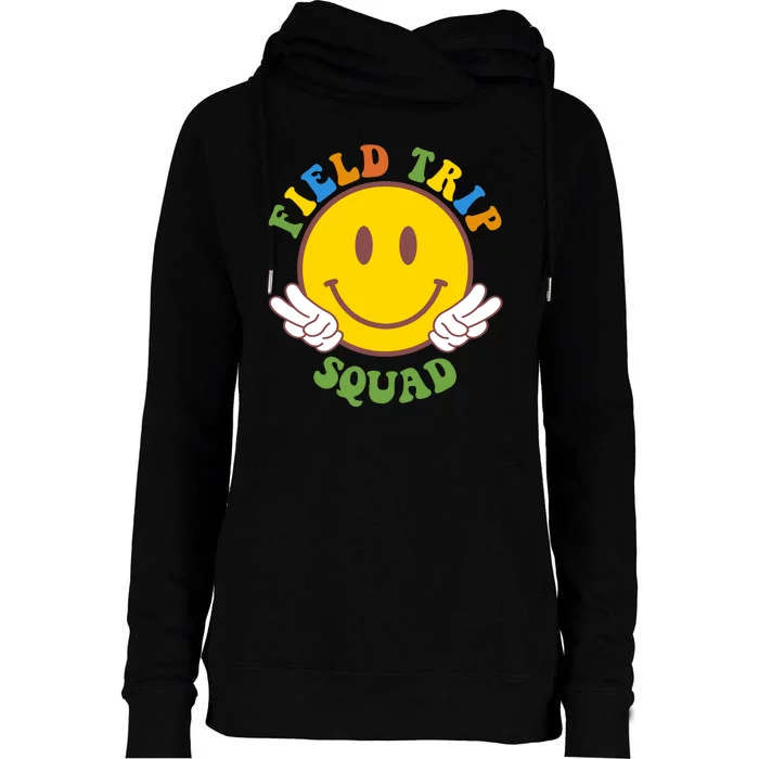 Field Trip Squad Smiley Face School Womens Funnel Neck Pullover Hood