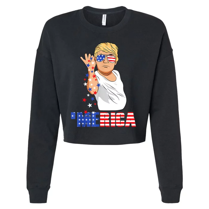 Funny Trump Salt Merica Freedom 4th Of July TShirt Gifts Cropped Pullover Crew