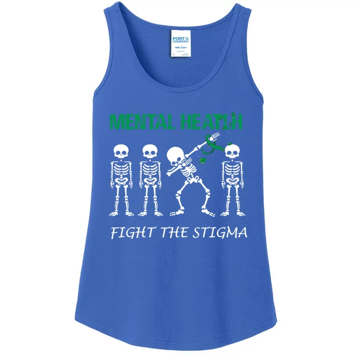 Fight The Stigma Dabbing Skeleton Tal Health Awareness Gift Ladies Essential Tank