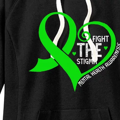 Fight The Stigma Heart Green Ribbon Mental Health Awareness Women's Fleece Hoodie