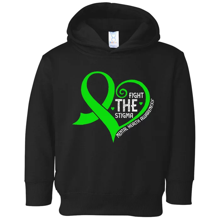 Fight The Stigma Heart Green Ribbon Mental Health Awareness Toddler Hoodie