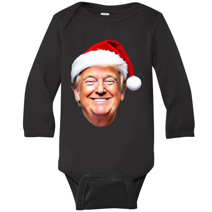 Funny Trump Santa Hat Donald Trump Christmas New Year Xmas Baby Long Sleeve Bodysuit