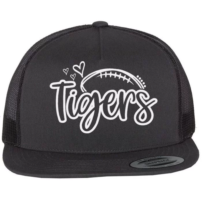 Football Tigers School Sports Fan Team Spirit Flat Bill Trucker Hat