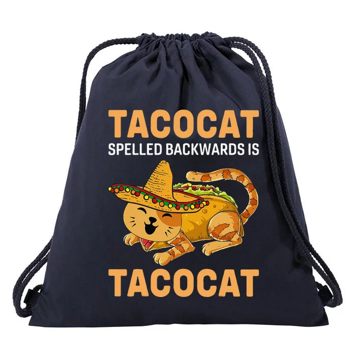 Funny Tacocat Spelled Backward Is Tacocat Cinco De Mayo Drawstring Bag