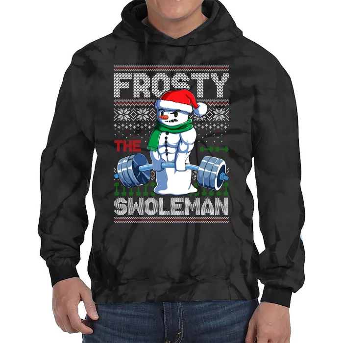 Frosty The Swoleman Ugly Christmas Sweater Funny Snowman Gym Tie Dye Hoodie