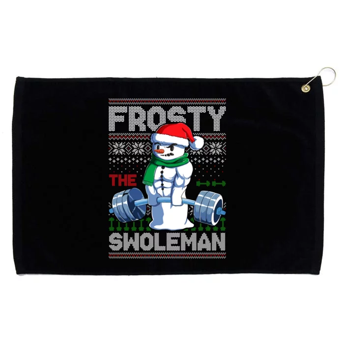 Frosty The Swoleman Ugly Christmas Sweater Funny Snowman Gym Grommeted Golf Towel