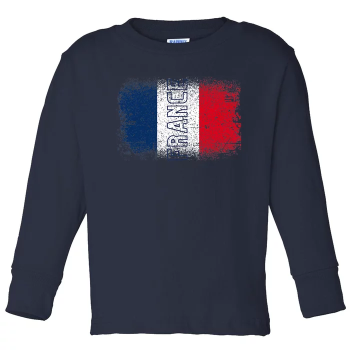 France Team Sports Soccer French Flag Jersey Toddler Long Sleeve Shirt