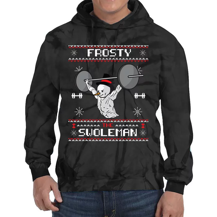 Frosty the Swoleman Ugly Christmas Sweater Funny Snowman Gym Tie Dye Hoodie