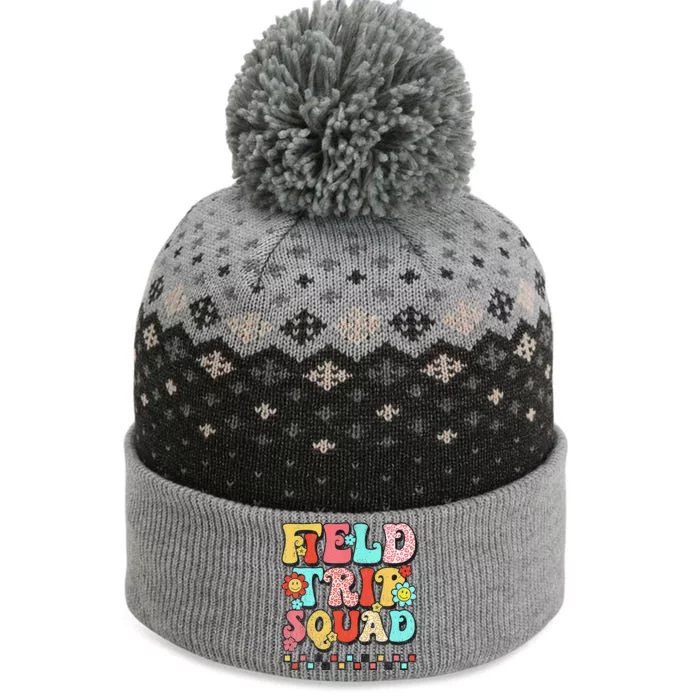 Field Trip Squad Leopard Retro Groovy Funny Field Day 2024 The Baniff Cuffed Pom Beanie