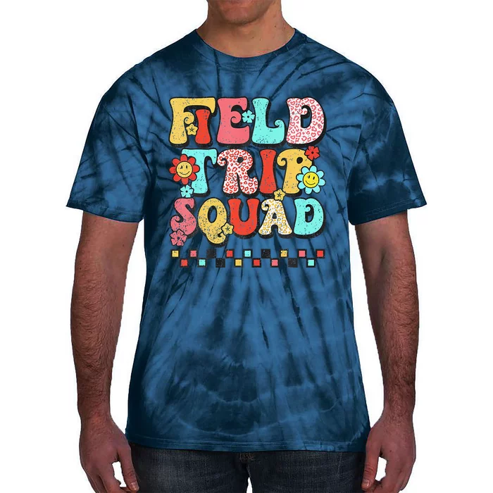 Field Trip Squad Leopard Retro Groovy Funny Field Day 2024 Tie-Dye T-Shirt