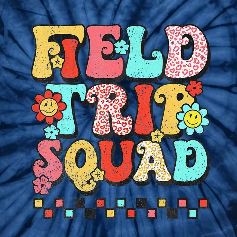 Field Trip Squad Leopard Retro Groovy Funny Field Day 2024 Tie-Dye T-Shirt