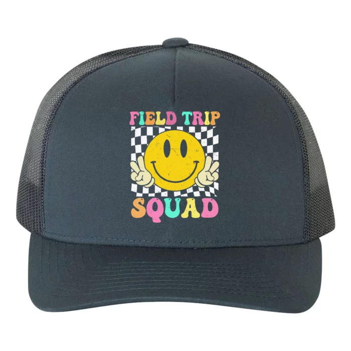 Field Trip Squad Groovy Field Day 2024 Hippie Smile Face Yupoong Adult 5-Panel Trucker Hat