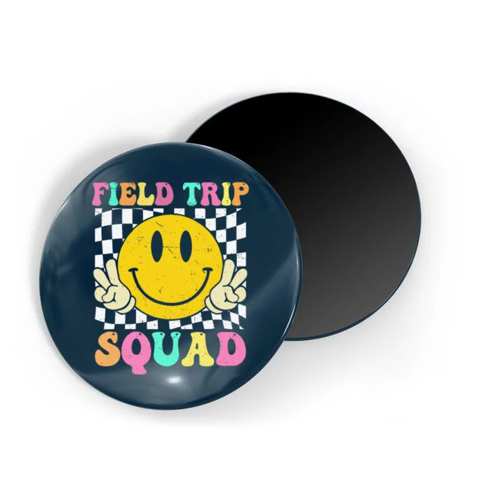 Field Trip Squad Groovy Field Day 2024 Hippie Smile Face Magnet