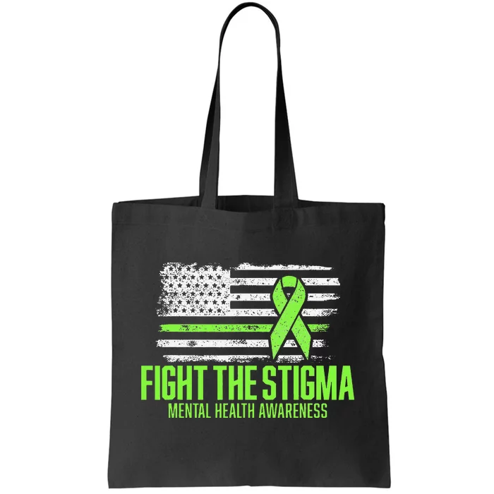 Fight the Stigma American Flag Mental Health Awareness Tote Bag