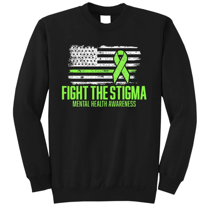 Fight the Stigma American Flag Mental Health Awareness Tall Sweatshirt