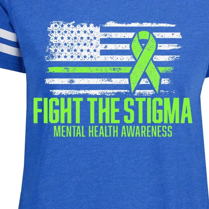 Fight the Stigma American Flag Mental Health Awareness Enza Ladies Jersey Football T-Shirt