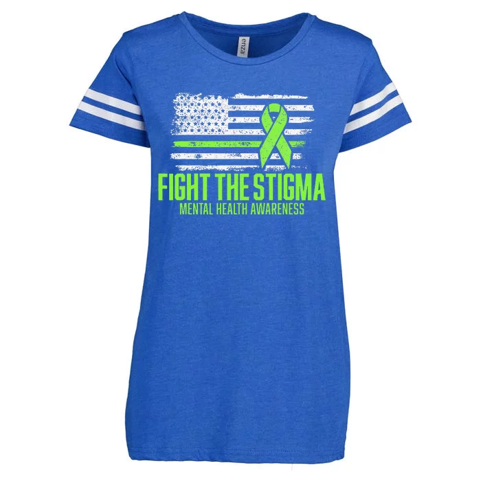 Fight the Stigma American Flag Mental Health Awareness Enza Ladies Jersey Football T-Shirt