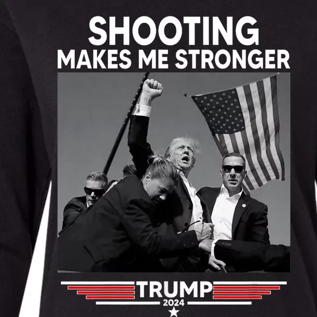 Funny Trump Shooting 2024 Trump Shooting Makes Me Stronger Shooting Womens Cotton Relaxed Long Sleeve T-Shirt