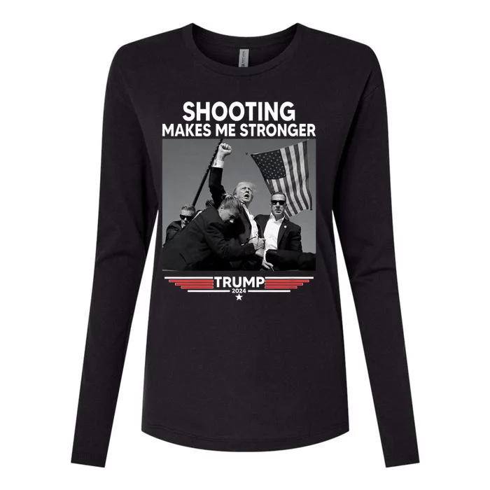 Funny Trump Shooting 2024 Trump Shooting Makes Me Stronger Shooting Womens Cotton Relaxed Long Sleeve T-Shirt