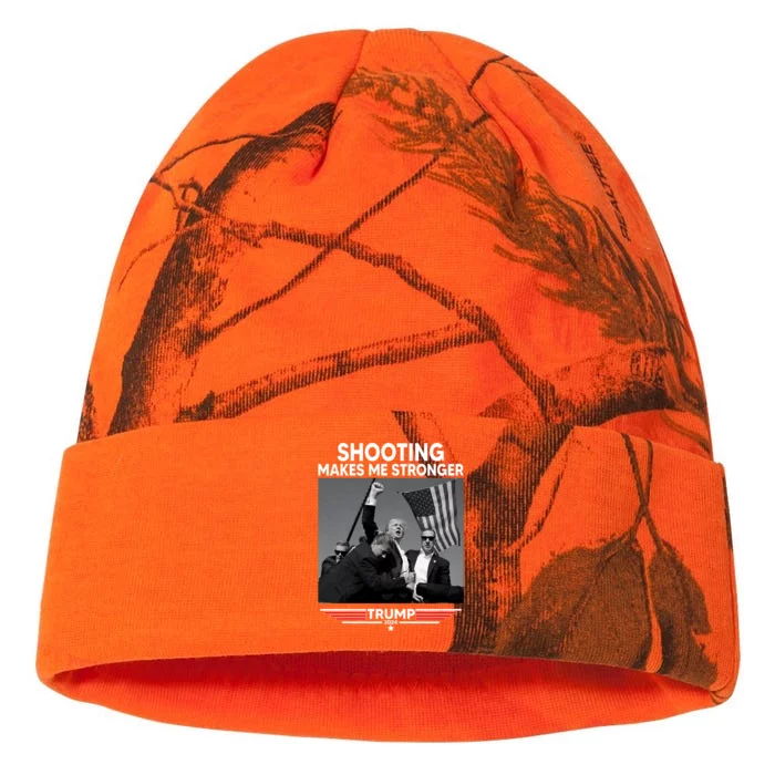 Funny Trump Shooting 2024 Trump Shooting Makes Me Stronger Shooting Kati - 12in Camo Beanie