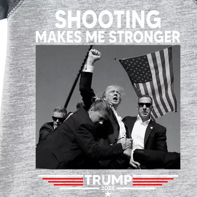 Funny Trump Shooting 2024 Trump Shooting Makes Me Stronger Shooting Infant Baby Jersey Bodysuit