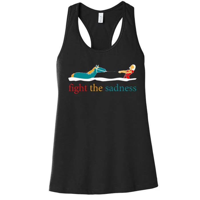 Fight The Sadness Funny Apparel Women's Racerback Tank