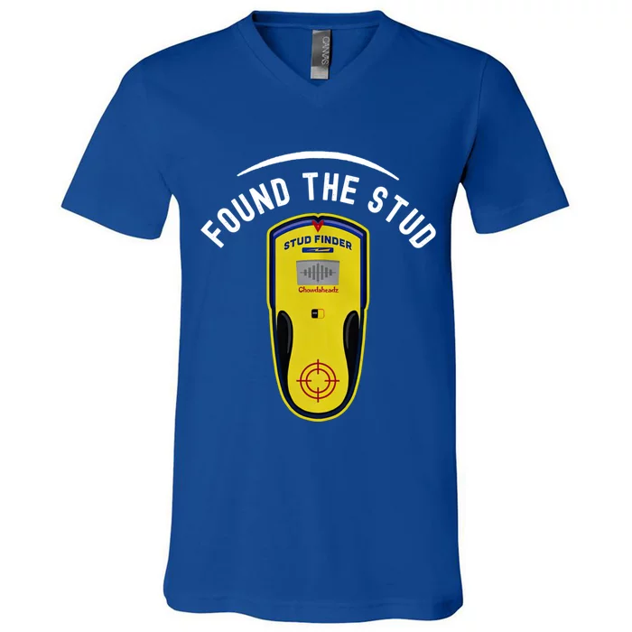 Found The Stud Dad Joke Handy Tools Funny Stud Finder Gift V-Neck T-Shirt