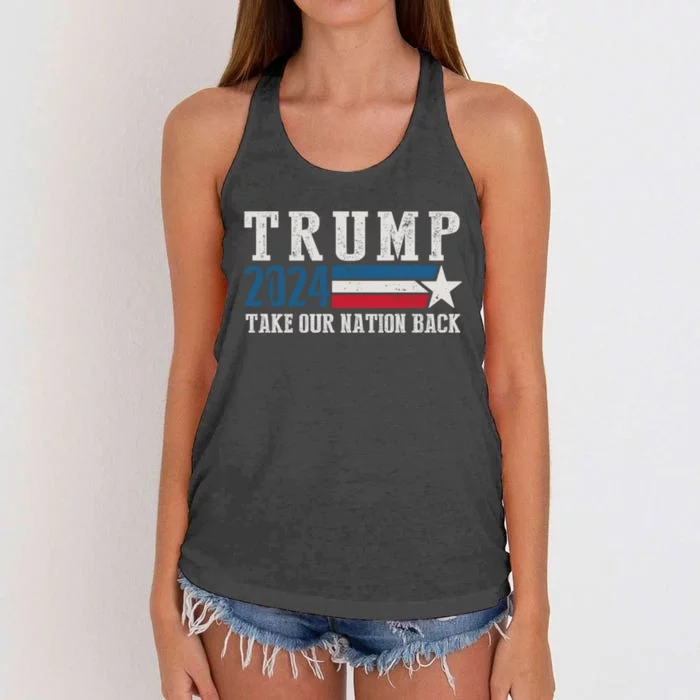 Free Trump Supporters Pro Trump 2024 Take Our Nation Back Republican Women's Knotted Racerback Tank