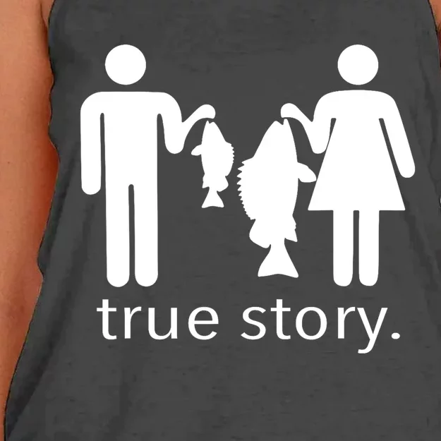 Funny True Story Fishing Gift Women's Knotted Racerback Tank