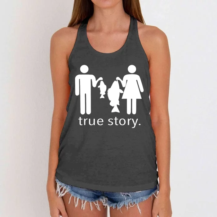 Funny True Story Fishing Gift Women's Knotted Racerback Tank